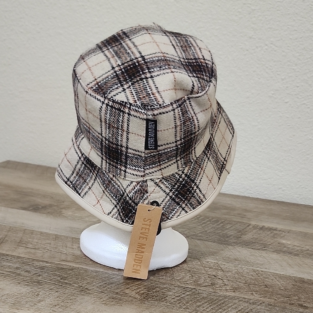 Steve Madden Cream and Brown Bucket Hat - Picture 3 of 10